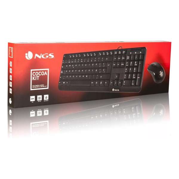 NGS Cocoa Kit - Toetsenboord - Keyboard - bedraad- met muis -USB - QWERTY Zwart