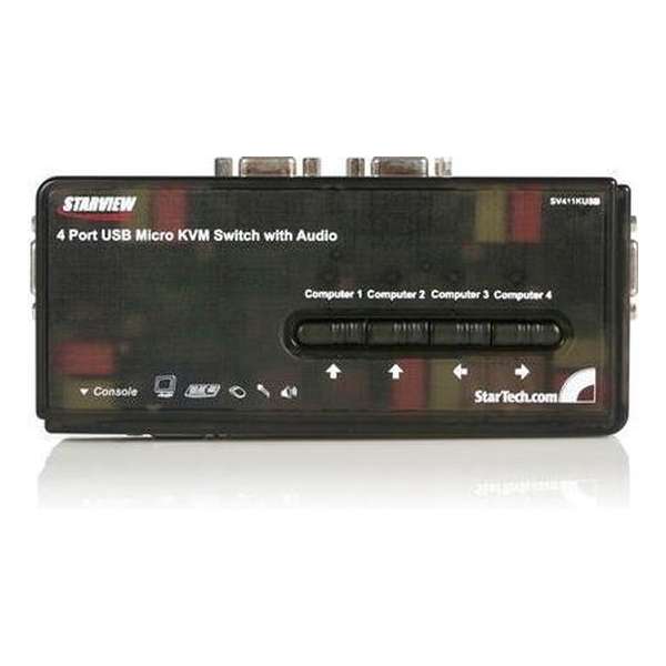 StarTech.com 4-poort USB KVM-switch Zwart met Audio en Bekabeling