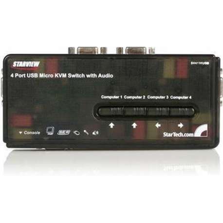 StarTech.com 4-poort USB KVM-switch Zwart met Audio en Bekabeling