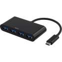 DELTACO USBC-HUB2 USB-C naar 4 x USB 3.1 HUB 5 Gbps zwart