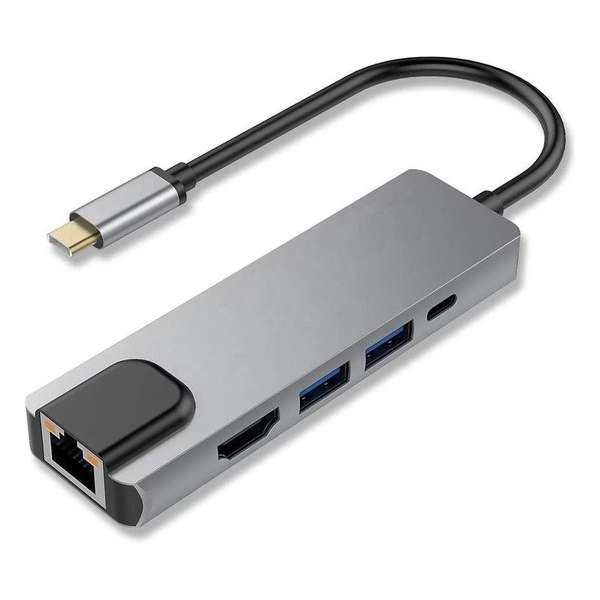 USB-C ADAPTER MACBOOK ETHERNET 5in1 HUB - HDMI 4K 2 USB