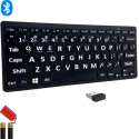 Draadloos Toetsenbord -|Dun -|Grote Letters | USB Receiver of Bluetooth |4 apparaten koppelen|incl. 2 x AAA batterijen| Zwart