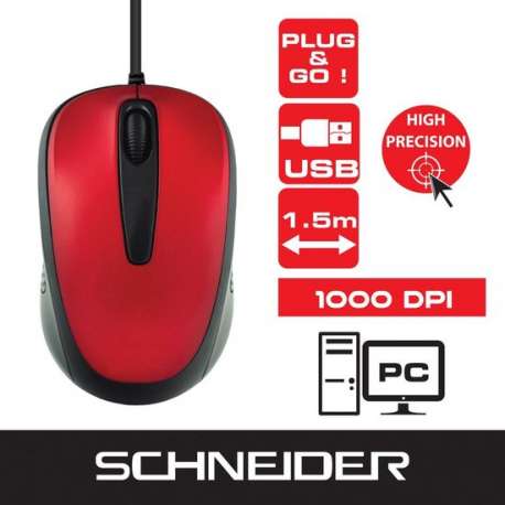 Schneider Optische Computer muis - 1.5m - Red
