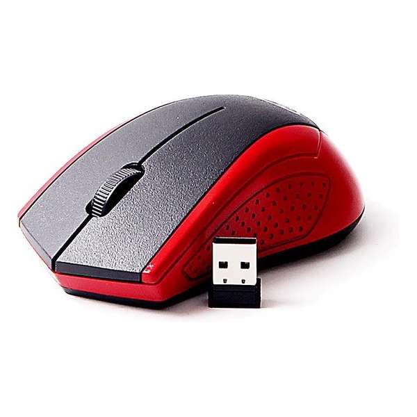 Optical mouse – Draadloze muis voor de computer 2.4GHz – Rood met Zwart