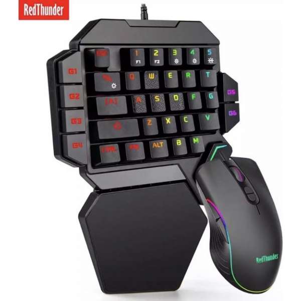 RedThunder K50 Tek Elle Oyun Seti RGB Arkadan Aydınlatmalı Taşınabilir PC PS4 Xbox Oyunu için Ergonomik Oyun Denetleyicisi