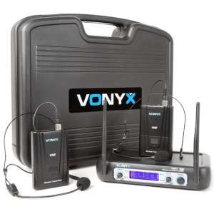 Vonyx WM512H 2-Kanaals VHF Draadloos Microfoonsysteem met Bodypacks en Display