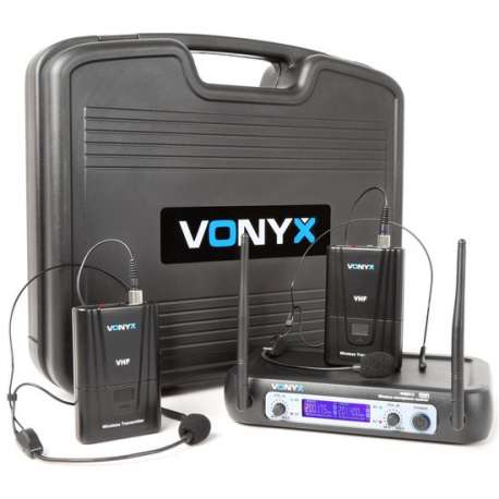 Vonyx WM512H 2-Kanaals VHF Draadloos Microfoonsysteem met Bodypacks en Display