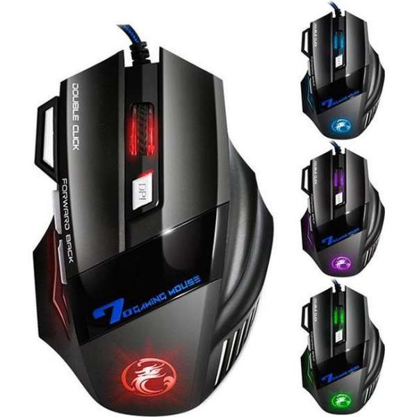 Gaming Muis 2400 DPI - iMice - 6 Knoppen - 4 RGB lichtmodes - Instelbare DPI - Game Mouse - Gaming Mouse - Muis voor Gaming