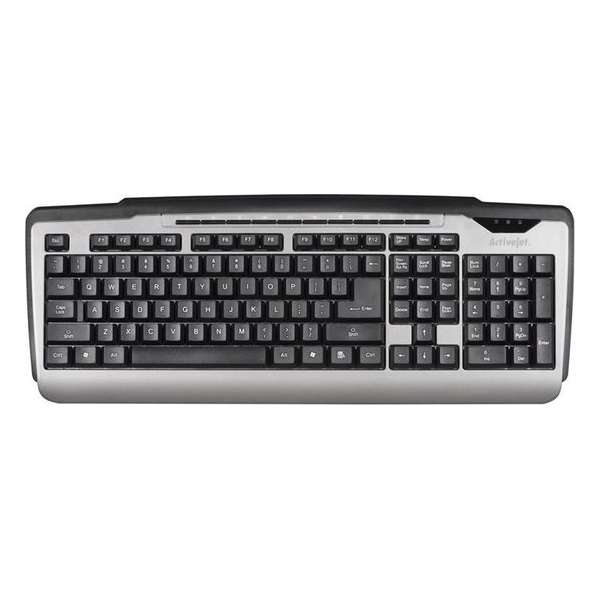 Activejet K-3111 toetsenbord USB QWERTY US International Zwart, Grafiet