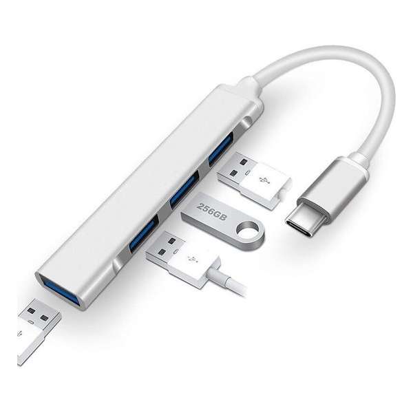 DrPhone ONVIA - USB-C - 4 Poort USB 3.0 / 2.0 Dock - Type-C Aluminium Case - Docking - Extra USB Poorten Uitbreiding