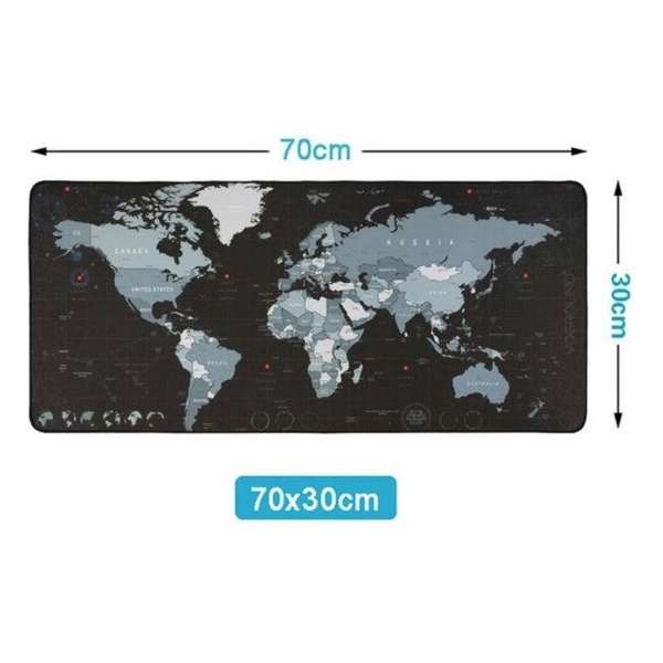 Gaming Muismat - Wereldkaart Muismat - Wereldkaart - Landkaart - Gaming - Antislip - Desktop mat - 70 cm x 30 cm x 2 mm