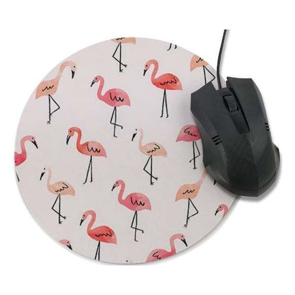 Muismat Flamingo met textiel toplaag - rond 20 cm