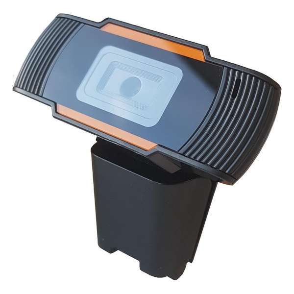 NÖRDIC WEBCAM-720, Webcam met microfoon voor PC, laptop, Webcamera HD 720p, zwart/oranje