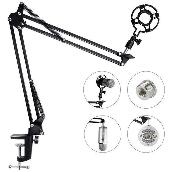 Hauea Adjustable Professional Microphone Stand with Spider and Adaptor for Studio Program Recording, Podcasts & Broadcasting