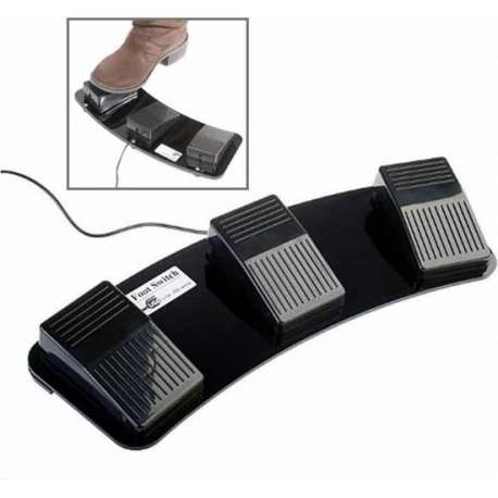 PC USB drievoudige actie-voetschakelaar (zwart)