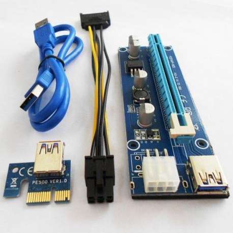 PCI-E 1x to 16x Powered USB 3.0 Extender Riser 006C Voor mining BTC/ETH/LTC