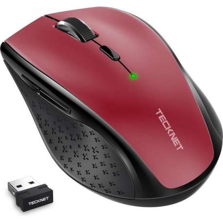 TeckNet Classic 2.4G Draadloze Muis, M2 | 4800DPI | 30 maanden batterijduur | Rood