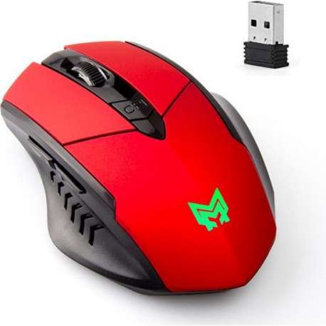 Optische 6D Gaming Muis | Draadloze Oplaadbare Ergonomische Game Muis | Verstelbare DPI | Cadeau voor man & vrouw | Rood