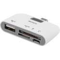 Deltaco UCR-158 USB-C kaartlezer USB 2.0 SD (SDXC) en Micro-SD (SDXC) card reader, USB 2.0 poort en Micro-USB oplaadpoort