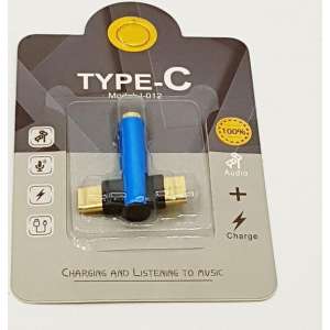 Dubbele USB-C naar 3,5mm Jack audio adapter - blauw