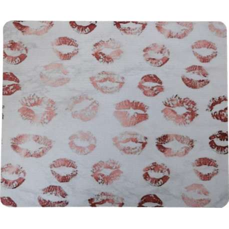 Mairuige Design Muismat-Kiss Motief-Roze en Rood-Waterdicht-Antislip