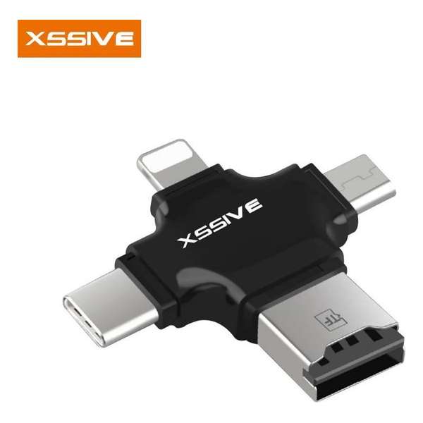 Earldom OTG Adapter All-in 1 - USB Type C - Micro USB - Lightning - Micro USB Card Reader - Zwart