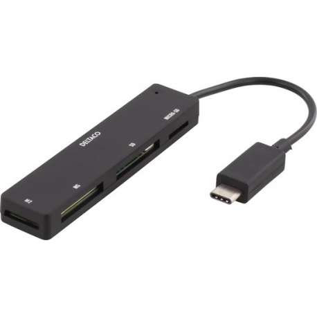 DELTACO UCR-154 USB-C Card reader SD - USB 2.0 - Micro SD Geheugenkaart - M2 - Zwart