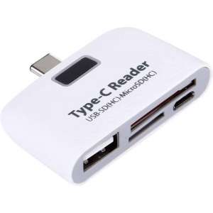 3-in-1 USB-C / Type-C 3,1 tot USB 2,0 + Micro USB + SD (HC) + Micro SD-kaartlezer Adapter