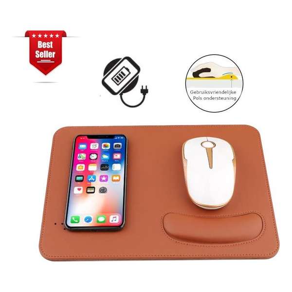 Multipad muismat | Muismat met polssteun | Anti slip | Mousepad | Muismat gaming | Thuiswerken | Bruin