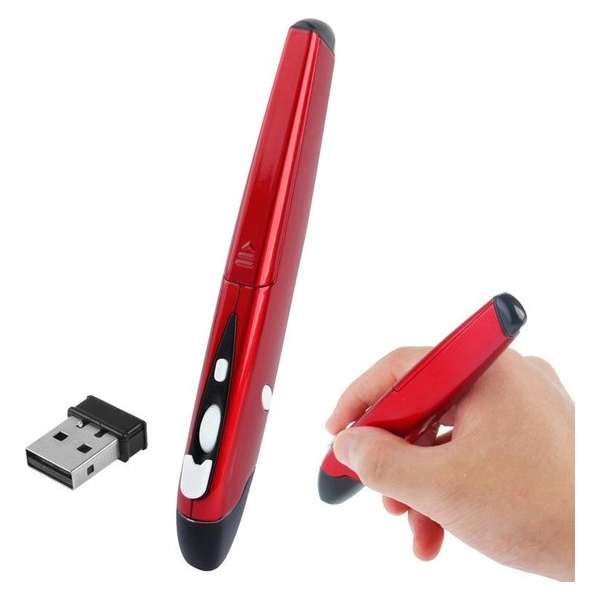 EL-P01 Innovatieve draadloze 2.4 GHz Pen stijl Handheld Muis voor PC & Laptop (rood)
