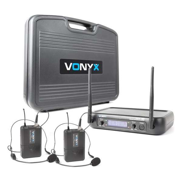 Vonyx WM73H 2-Kanaals UHF Draadloos Microfoonsysteem met 2x Bodypacks en Display