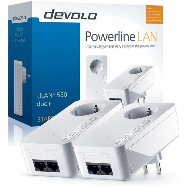 Devolo dLAN 550 Duo+ - Powerline zonder wifi - 2 Stuks - NL