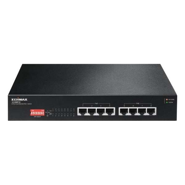 Edimax GS-1008P V2 netwerk-switch Gigabit Ethernet (10/100/1000) Zwart Power over Ethernet (PoE)