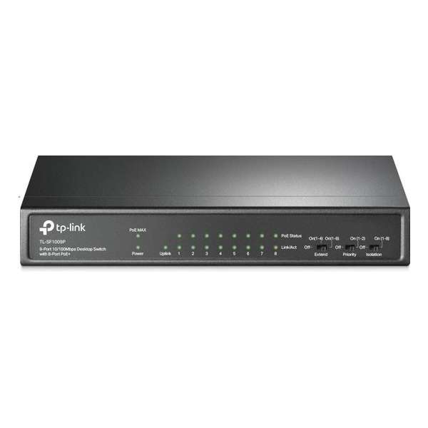 TPL-Link TL-SF1009P - Netwerk Switch - 8 poorten