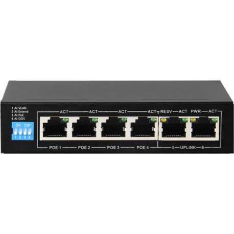 4 PoE port(s) + 2 Up-link port(s) Switch