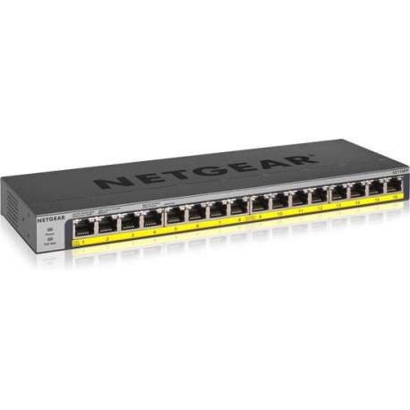 Netgear GS116PP Unmanaged Gigabit Ethernet (10/100/1000) Zwart Power over Ethernet (PoE)