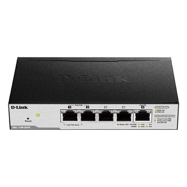 D-Link DGS-1100-05PD netwerk-switch Managed L2 Gigabit Ethernet (10/100/1000) Zwart Power over Ethernet (PoE)