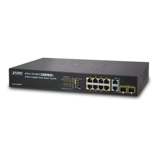 Planet FGSD-1008HPS netwerk-switch Fast Ethernet (10/100) Zwart 1U Power over Ethernet (PoE)