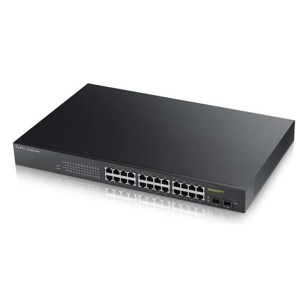 Zyxel GS1900-24HP - 24-Poorten Gigabit PoE+ Smart Managed Rackmount Switch met 170 Watt Budget en 2 SFP Ports