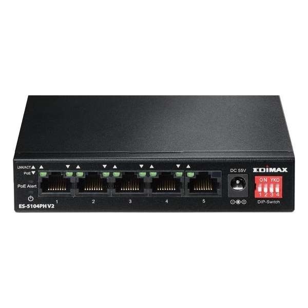 Edimax ES-5104PH V2 netwerk-switch Fast Ethernet (10/100) Zwart Power over Ethernet (PoE)