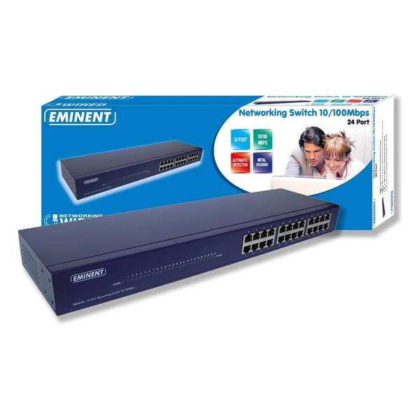 Eminent EM4418 24 Port Networking Switch 10/100Mbps Unmanaged Blauw