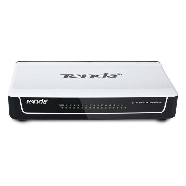 Tenda S16 netwerk-switch Unmanaged Fast Ethernet (10/100) Zwart, Wit