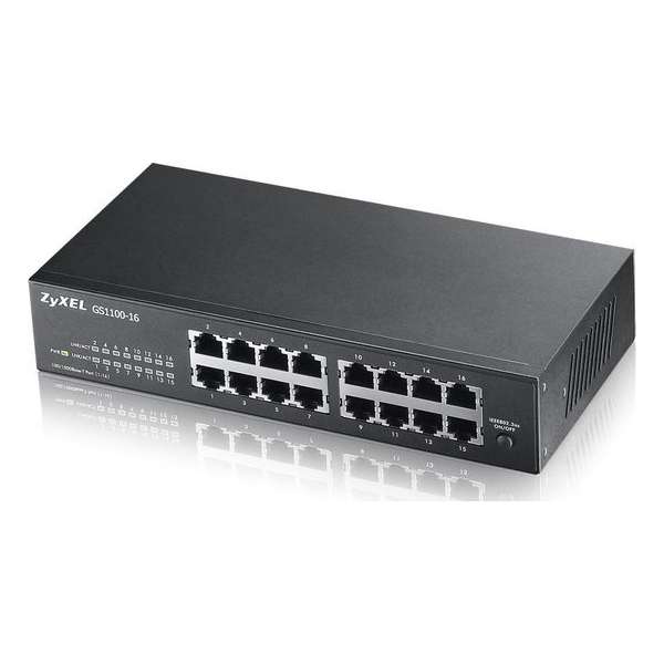 Zyxel GS1100-16 - 16-Port Gigabit Ethernet Unmanaged Switch - Fanless Design