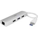 StarTech.com 3 Poorts draagbare aluminium USB 3.0 hub met Gigabit Ethernet netwerkadapter geïntegreerde kabel