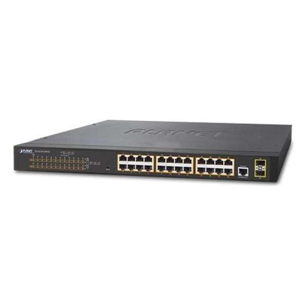 Planet GS-4210-24P2S netwerk-switch Managed L2 Gigabit Ethernet (10/100/1000) Zwart 1U Power over Ethernet (PoE)