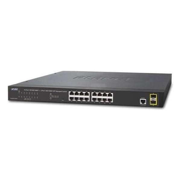 Planet GS-4210-16T2S netwerk-switch Managed L2 Gigabit Ethernet (10/100/1000) Zwart 1U