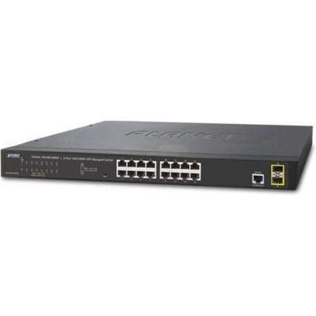 Planet GS-4210-16T2S netwerk-switch Managed L2 Gigabit Ethernet (10/100/1000) Zwart 1U