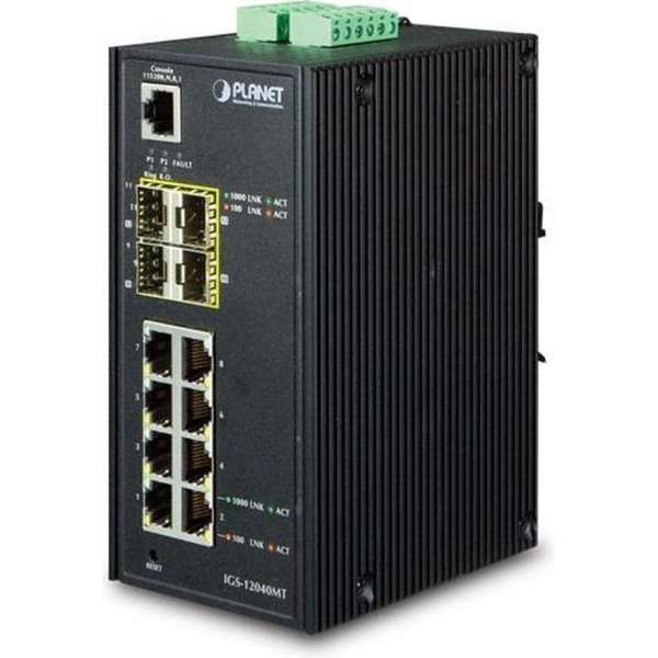 Planet IGS-12040MT netwerk-switch Managed Gigabit Ethernet (10/100/1000) Zwart