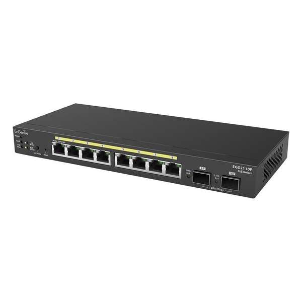 EnGenius EGS2110P Managed L2 Gigabit Ethernet (10/100/1000) Power over Ethernet (PoE) Zwart netwerk-switch