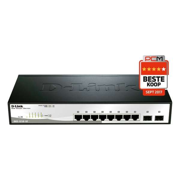 D-Link netwerk-411,416 10-port Gigabit WebSmart Switch with 2 Combo 1000 Base-T/SFP Ports